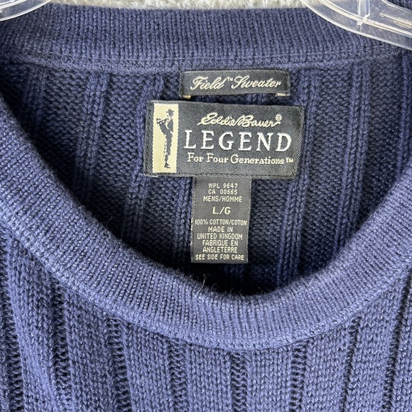 Vintage Eddie Bauer Field Sweater Mens Large Navy Blue Legend British‎ Commando - Picture 5 of 8